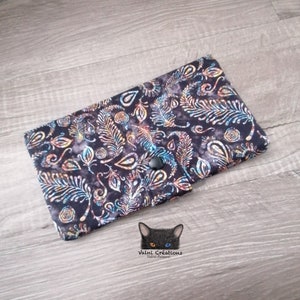 Grand Porte feuille, Porte Cartes, Grand Portefeuille, Porte feuille Plumes, Porte Cartes, tissu, coton 100%, fait à la main, handmade