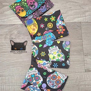 Monedero pequeño, tarjetero, bolsito pequeño, bolsito con forma de calavera, calavera de azúcar, tarjetero, tela, 100% algodón, hecho a mano