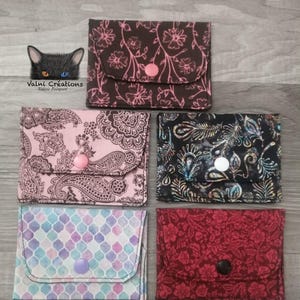 Petit Porte feuille, Porte Cartes, Petite Pochette, Pochette Plumes, Henna, Porte Cartes d'affaires, tissu, coton 100%, fait à la main