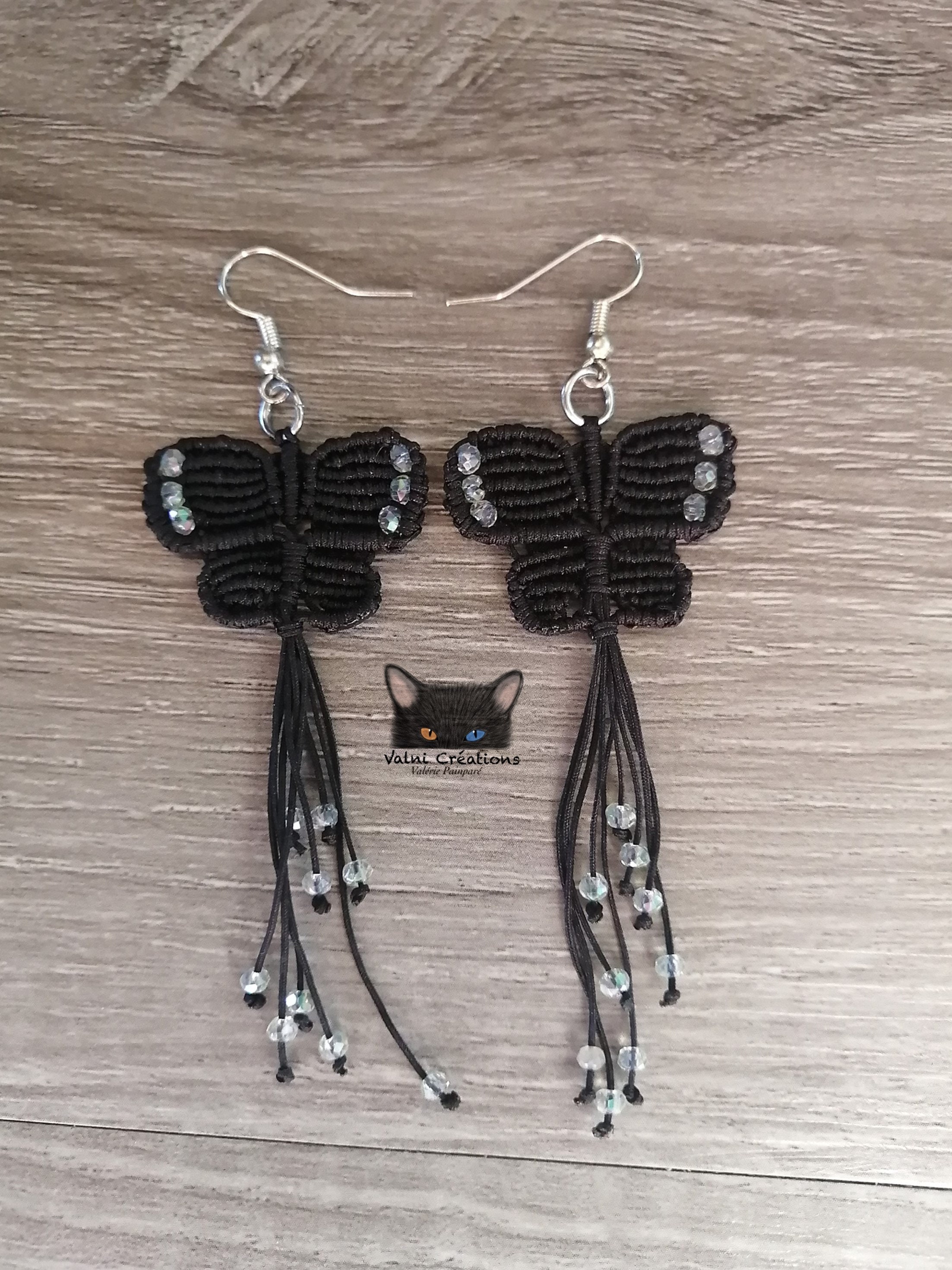 Boucles D'oreilles Argentées À Pendants Papillons Strassés