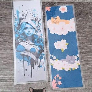 Marque Page, Signet, Chat, Fleur, Fille, Carton, Plastifié, fait à la main