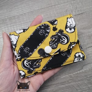 Petit Porte feuille, Porte Cartes, Petite Pochette, Pochette Skater, Porte Cartes d'affaires, tissu, coton 100%, fait à la main, handmade