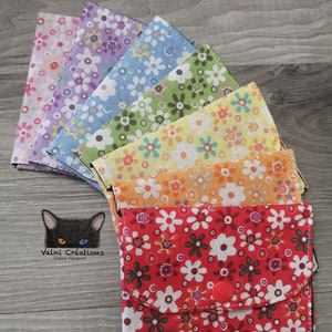 Petit Porte feuille, Porte Cartes, Petite Pochette, Pochette Colorée, porte cartes Fleurs, Fleurs, tissu, coton 100%, fait au Québec