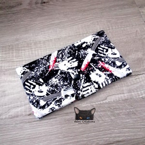 Grand Porte feuille, Porte Cartes, Grand Portefeuille, Porte feuille Horreur, Scène de crime, tissu, coton 100%, fait à la main, handmade