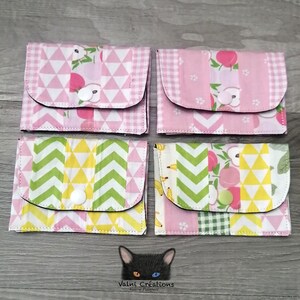 Petit Porte feuille, Porte Cartes, Porte carte crédits, porte cartes Fruits, Forme géométrique, tissu, coton 100%, fait au Québec
