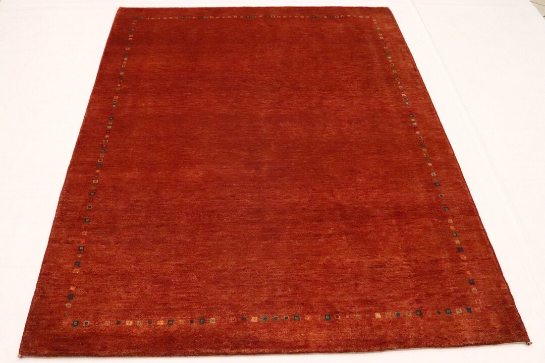 5x7 Modern Gabbeh Rug, Rust Afghan Handmade Oriental Veg Dye Wool Rug ...