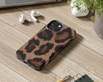 Funda para teléfono con estampado de piel de leopardo, funda para teléfono con estampado animal