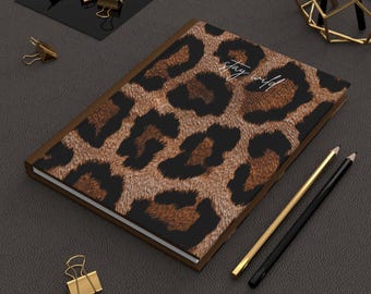 Cuaderno Stay Wild con estampado de leopardo / Cuaderno de tapa dura mate