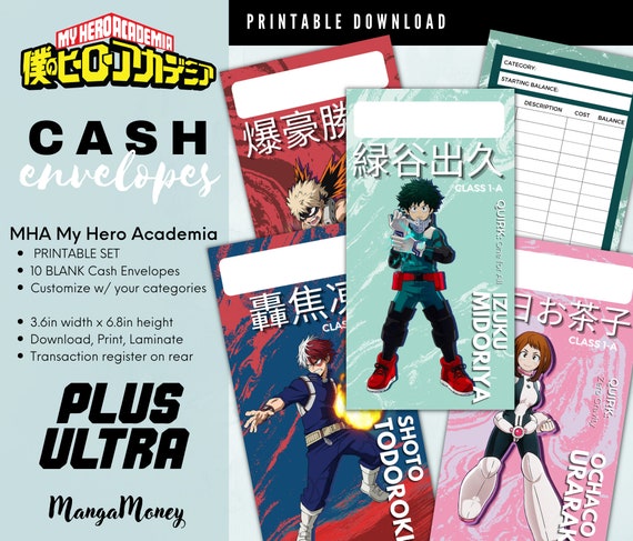Anime Mha Printable Cash Envelopes Sinking Funds Dave Ramsey Etsy