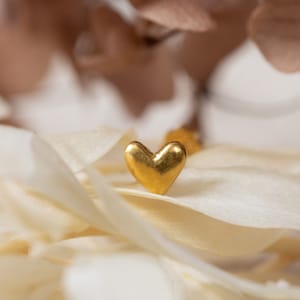 24k solid gold plump heart stud - screw back - handmade - hiroi heart