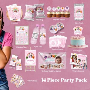 Ms Rachel Party Decorations Pink Pastel Bundle | Printable Ms Rachel Birthday Decor | Cupcake Toppers, Backdrop Banner, Invitation & More