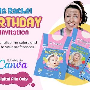 Ms Rachel Birthday Invitation, Songs for Littles invitation, Editable Birthday Invitation, Baby birthday invitation, Ms Rachel, Canva