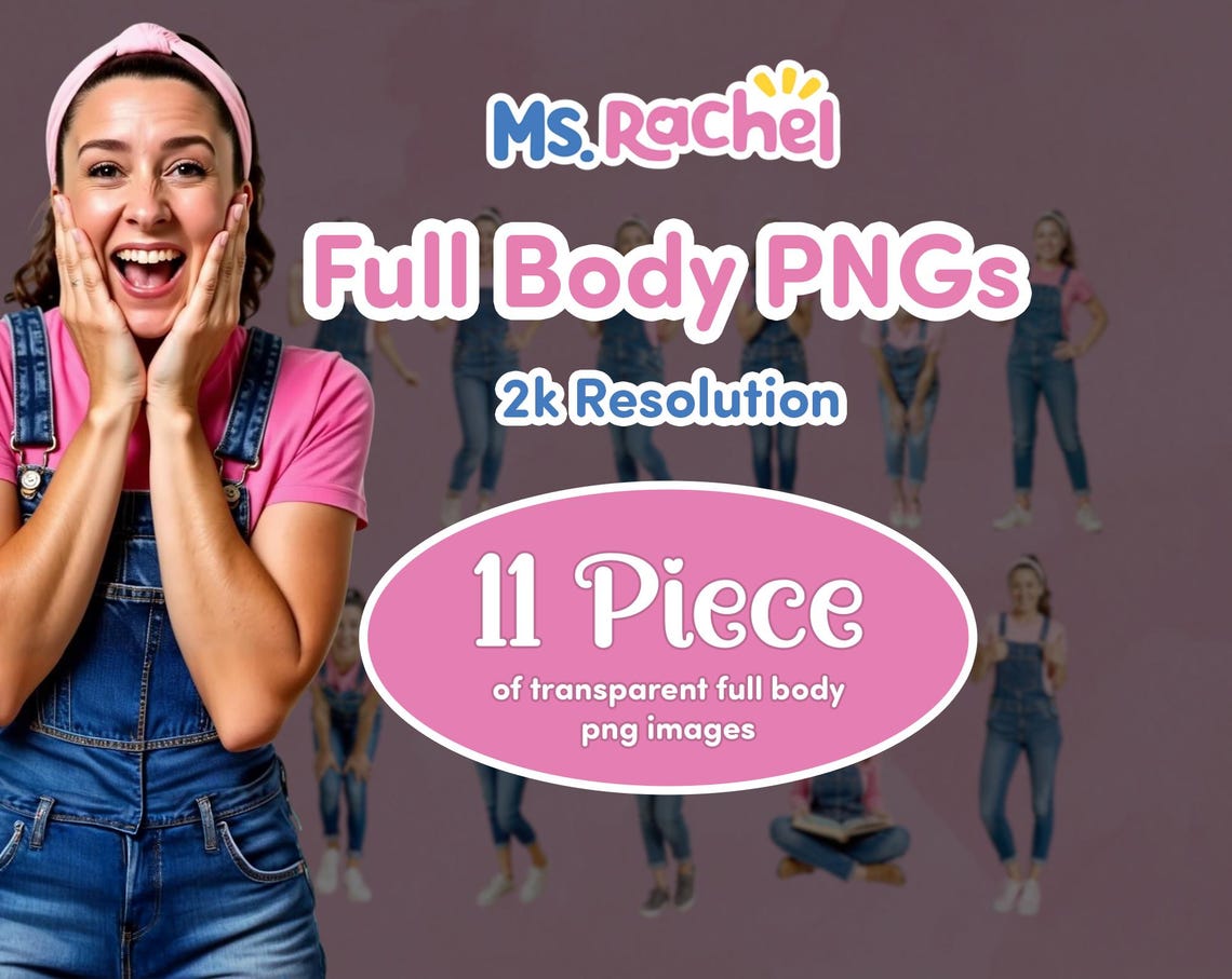 Ms. Rachel Full Body PNG Cutout Bundle | Transparent Digital Download ...