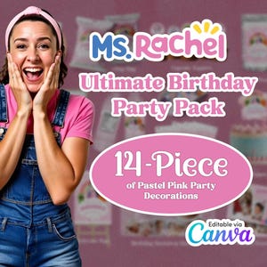 Ms Rachel Party Decorations Pink Pastel Bundle | Printable Ms Rachel ...