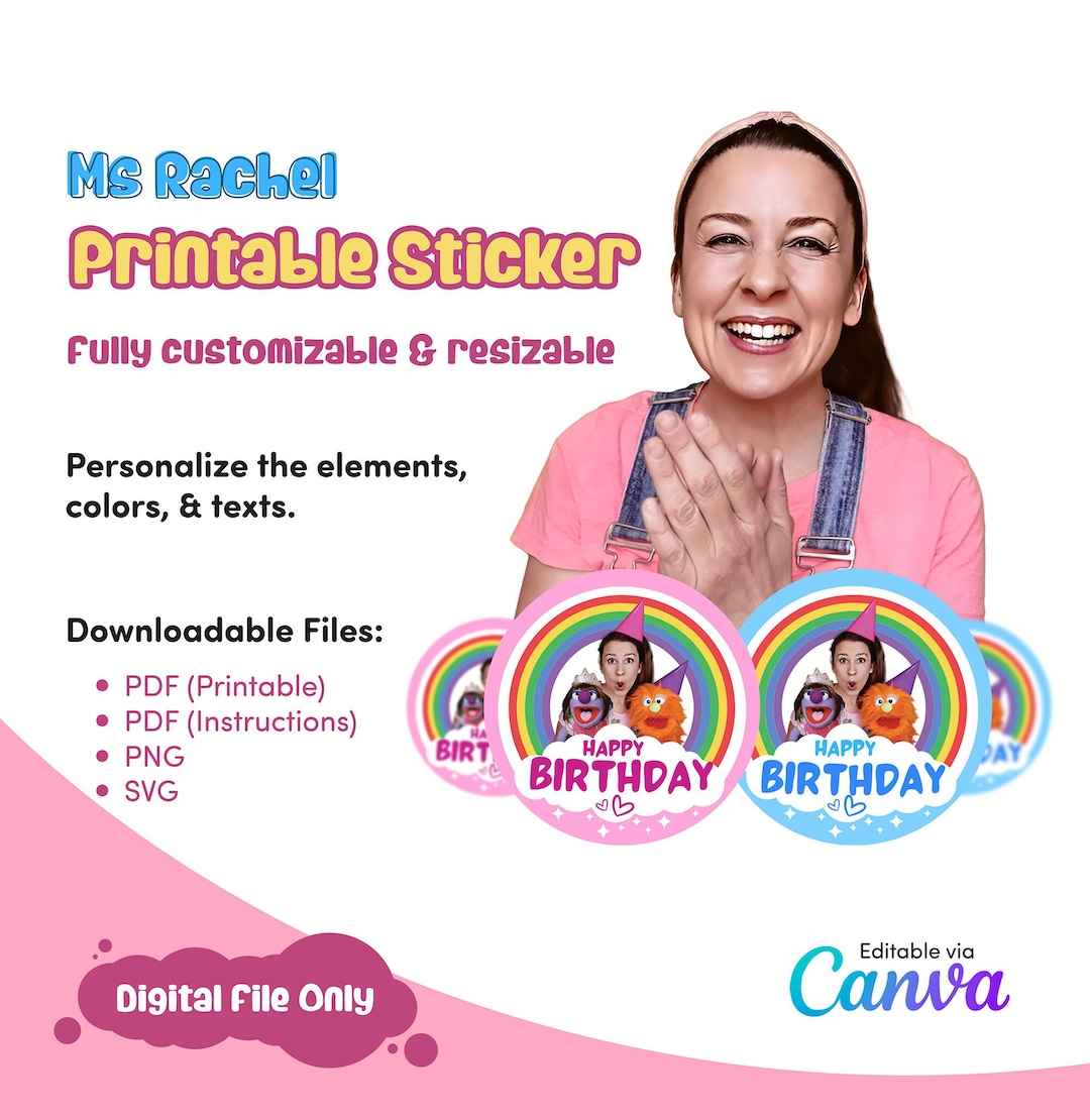 Ms Rachel Printable Stickers Ms Rachel Birth Day Party Stickers Ms Ms Rachel Printable Stickers Ms Rachel Birth Day Party Stickers Ms