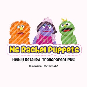 Ms Rachel Puppets Quality PNG, Songs for Littles Puppet Characters, Herbie, Georgie, Julie, Digital Download Printable, Sublimation Prints