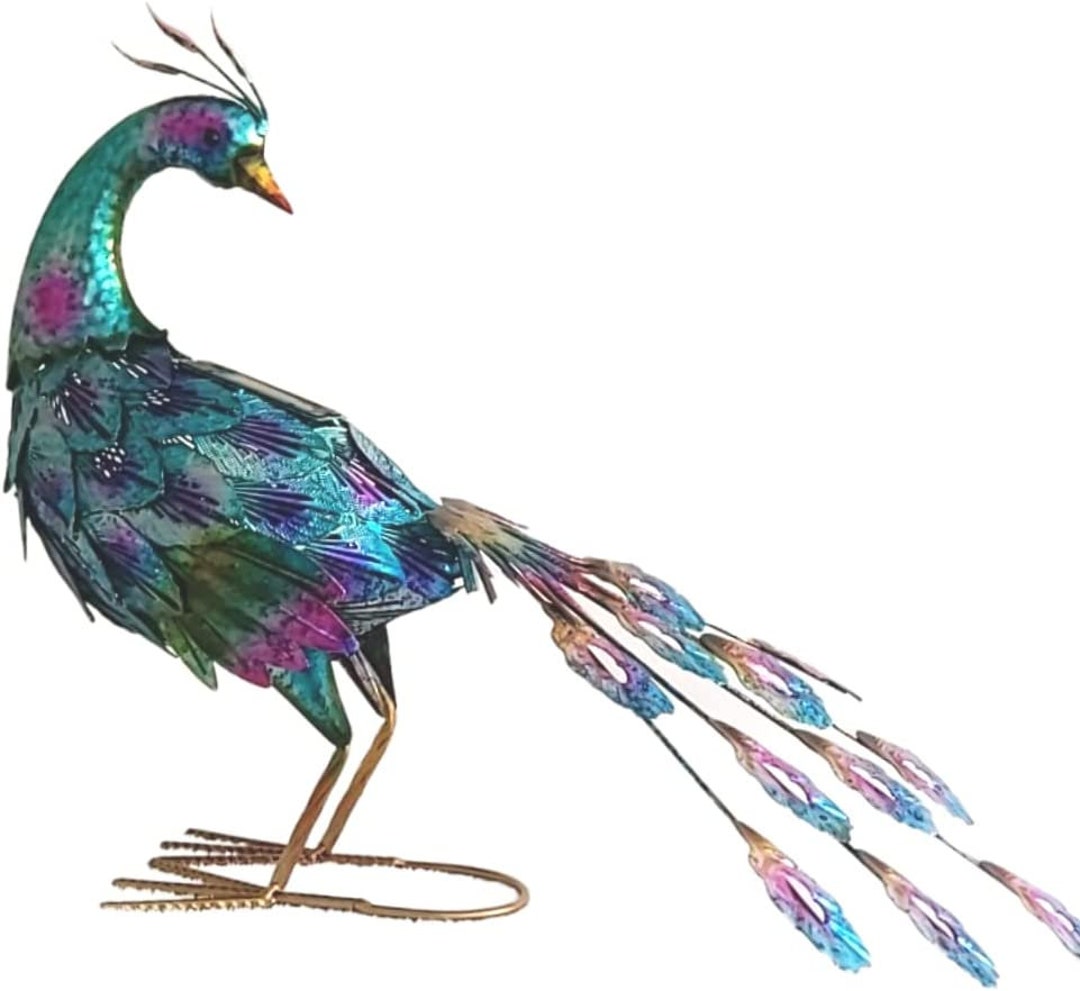 Handmade Garden Ornaments Outdoor Garden Peacock W Garden Etsy