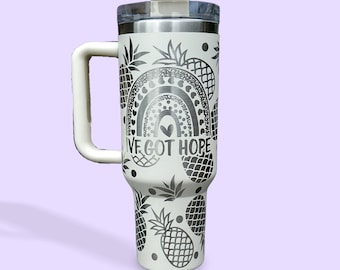 IVF Got Hope 40oz Tumbler: Laser Engraved Pineapple Rainbow Design