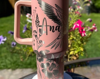 Personalized Hummingbird Tumbler: Laser Engraved 40 oz Insulated Quencher