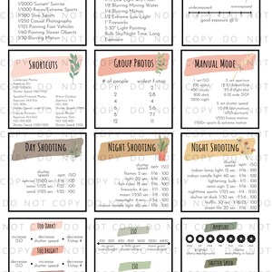 DSLR Cheat Sheet Cards Boho - Etsy