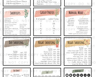 DSLR Cheat Sheet Cards - Boho