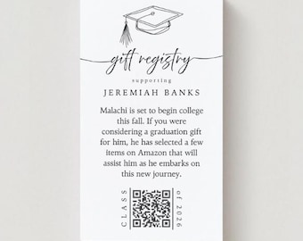 Tarjeta de regalo de graduación con código QR (descarga digital)