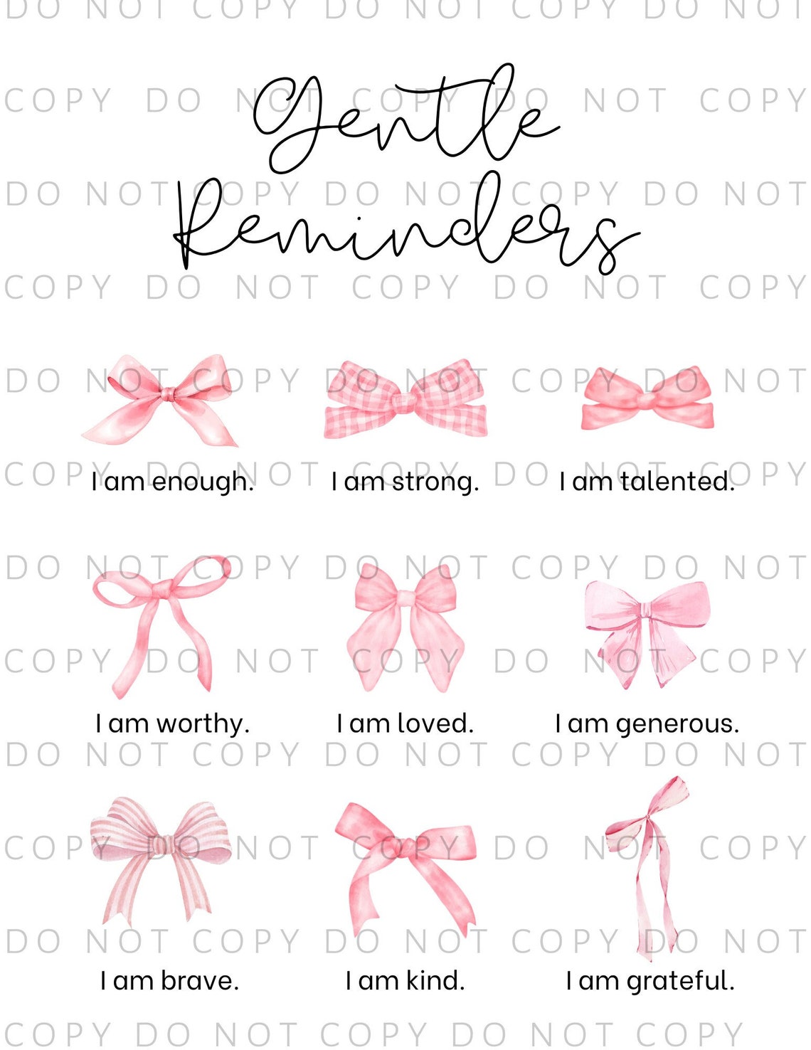 Pink Bow Gentle Reminders - Digital Download - Etsy