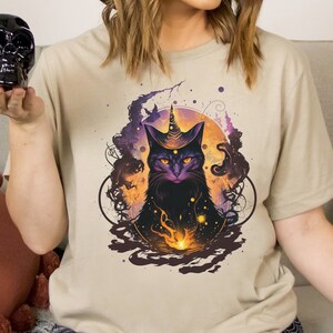 Witchy Cat Tshirt, Stay Scary tee ,moon tshirt ,halloween cat shirt ,fall shirt ,spell book, witchy shirt ,mystical shirt, halloween cat tee