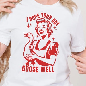 Camisa vintage de dona de casa de ganso, camiseta engraçada de amante de animais, presente sarcástico da universidade de ganso, camisa boba de amante de ganso