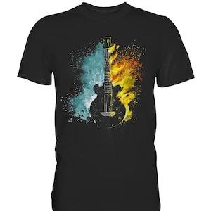 Fire & Water Gitarre Musik T-Shirt | Geschenk für Gitarrenspieler Gitarrist