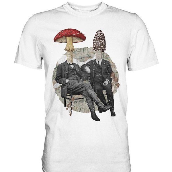 Magic Mushroom Zauberpilze Fungi Vintage Retro People Collage T-Shirt  - Premium Shirt