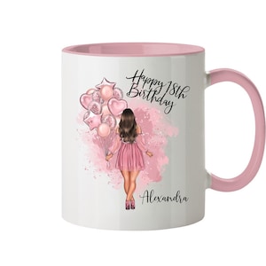Geburtstags Tasse Mädchen Frau 18. Geburtstag Personalisiert Name Geburtstagsgeschenk Individuell 20. 30. 40. Geburtstag beidseitig bedruckt