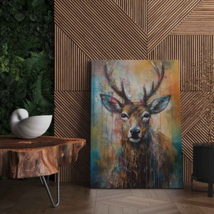 Deer Canvas Print, Wall Art Print, Abstract Wild Animal Deer, Canvas Wall Art, Ready to Hang Canvas Print