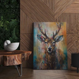 Deer Canvas Wall Art Mural Print Abstract Wild Animal Deer Canvas Wall Art Ready To Hang Canvas Print