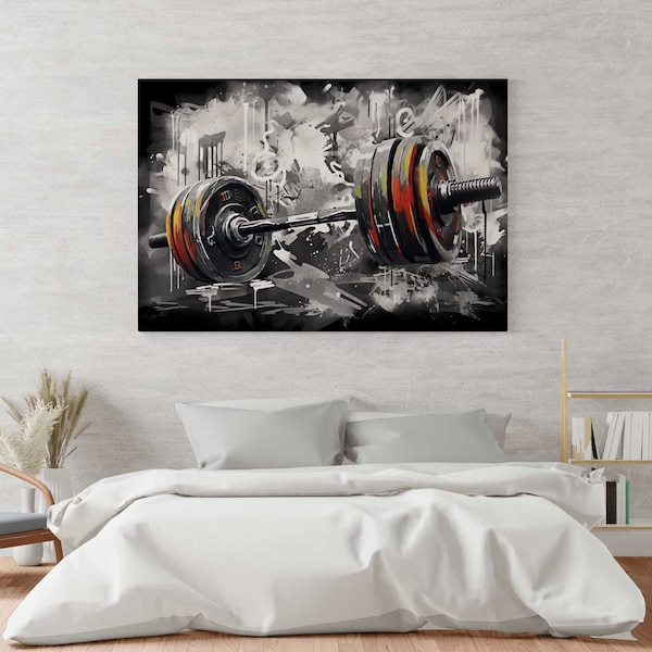 Abstrakte Hantel, Fitness Wandbild Druck, Motivation, Leinwand, Gym Wandkunst, Hantel Poster, Fitness Raum Deko, fertig zum Aufhängen