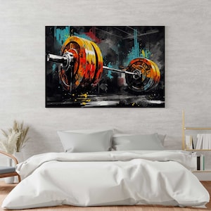 Abstract Dumbbell, Fitness Wall Art Print, Motivational, Canvas, Gym Wall Art, Dumbbell Poster, Fitness Room Decor, Ready to Hang