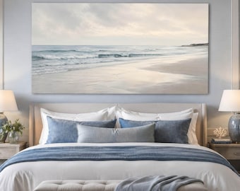 Canvas print beach minimalist pastel sea waves | Wall art print coast soft colors modern | Canvas wall art | Canvas print XL