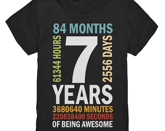 T-shirt voor de 7e verjaardag van kinderen – 7 jaar geweldig | Verjaardagsshirt voor jongens en meisjes | Cadeau voor de verjaardag van een 7-jarig kind