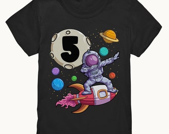 5. Geburtstag Astronaut Weltraum Rakete Jungen & Mädchen T-Shirt Geschenk