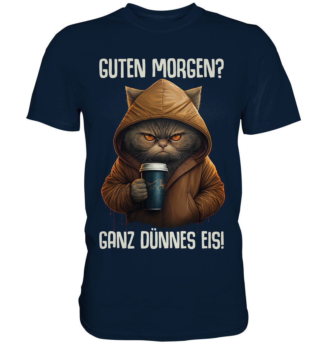 Guten Ganz dünnes Eis Katze Kaffee Spruch Lustig Geschenk T
