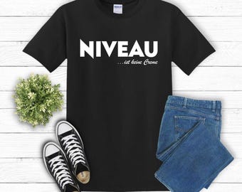 "Level Is No Cream" Funny Saying Graphic T-Shirt - Comedy Gift Tee In Blue Denim - View #4