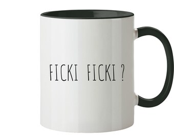 Kaffee-Tasse mit Spruch Ficki Ficki? Motiv lustig Ironie Kaffeebecher zweifarbig