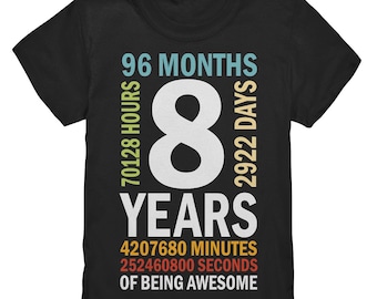Kinder T-shirt 8e verjaardag – 8 jaar geweldig | Verjaardagsshirt voor jongens en meisjes | Cadeau voor 8-jarigen | Kinderverjaardagsoutfit