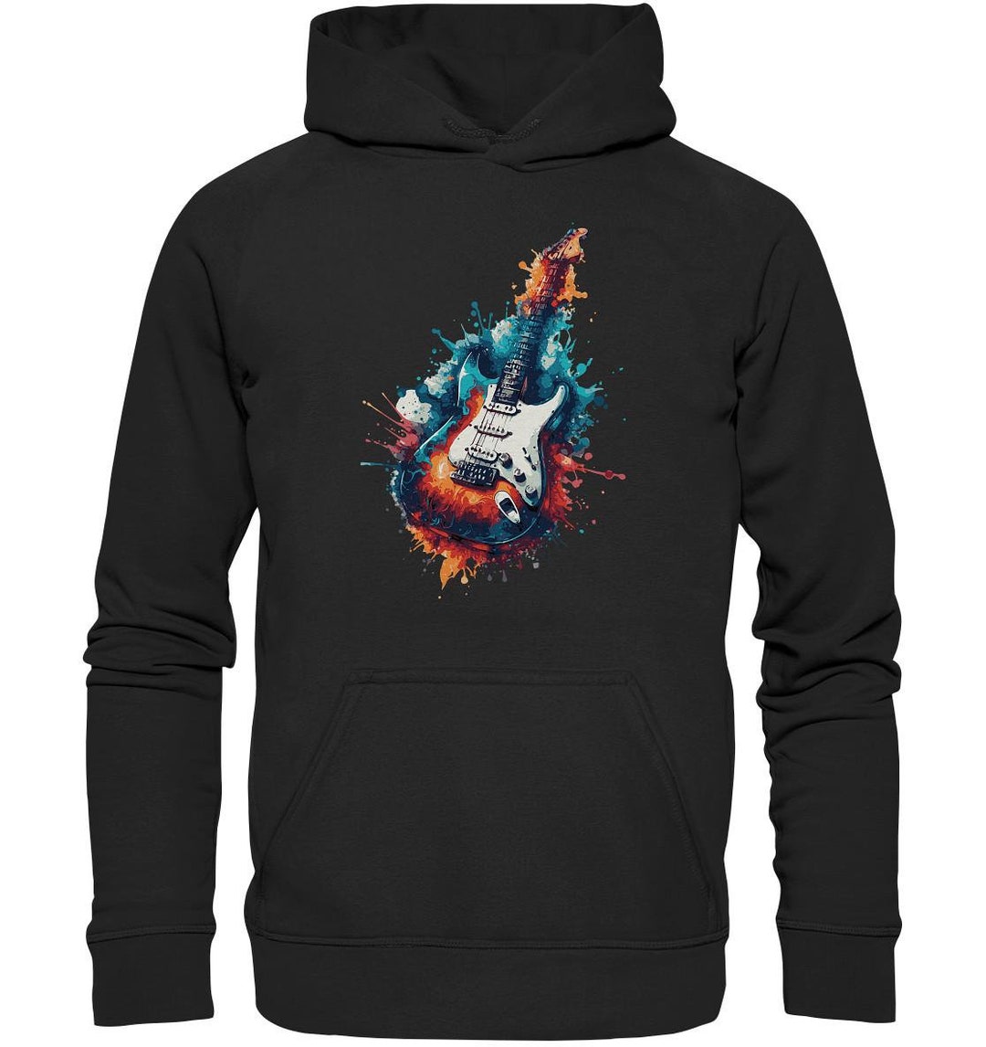 Chitarra Fuoco Chitarra Chitarra Chitarra Elettrica Musicista Musicista Maglia A Manica T-shirt Da Uomo Con Stampa Posteriore