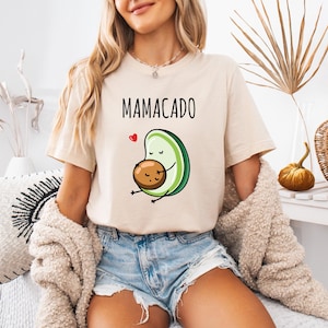 Koszulka Mamacado | Koszula z ogłoszeniem ciąży | Koszulka z ogłoszeniem dziecka | Zabawny prezent dla przyszłych mam | Koszulka na baby shower