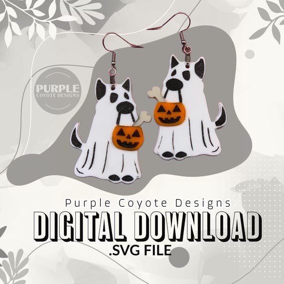 Ghost Dog Acrylic Earrings SVG: Spooky Halloween Jewelry (Digital Download)