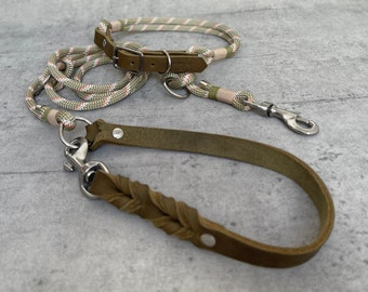 Set Dog Leash & Collar - Combinación Tau de cuero