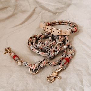 Ensemble de collier et laisse corde en cuir à combinaison tartan check image 2