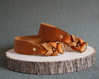 Leather martingale collar - 4 cm wide - leather collar