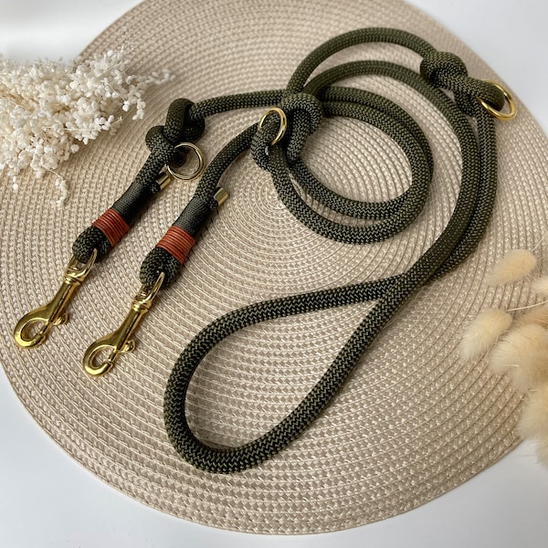 Dog leash - rope - 3-way adjustable